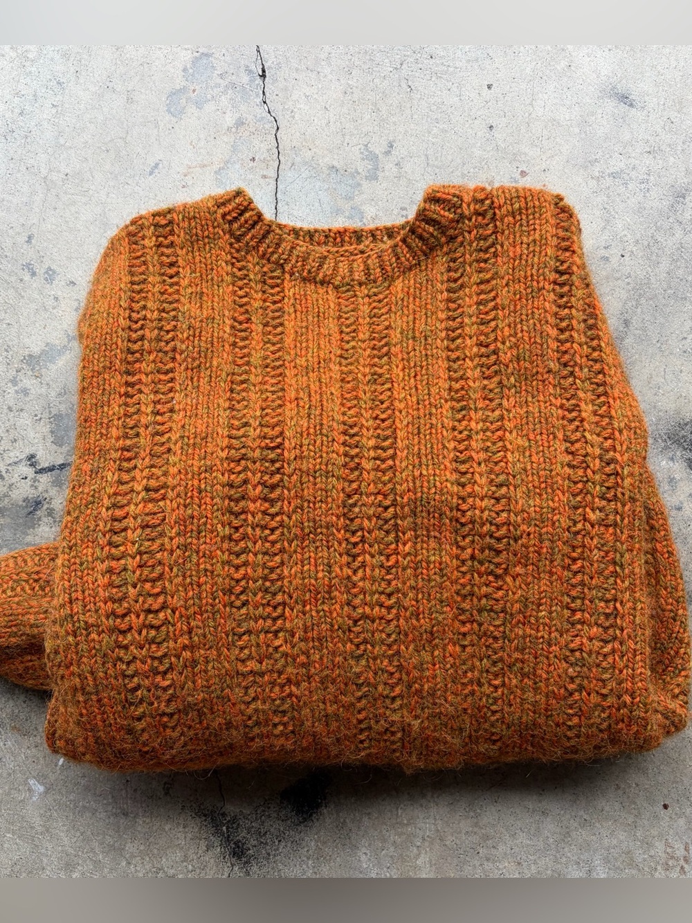 Vintage Cable Knit Fisherman Sweater Rare Orange